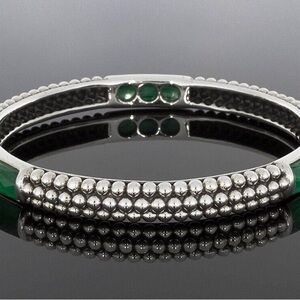 Lagos Caviar Maya Sterling Silver Malachite Doublet Bangle Bracelet
